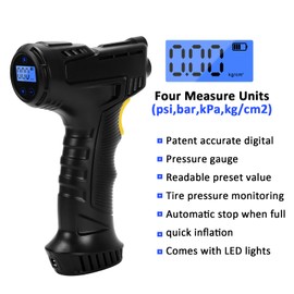 Cordless Air Compressor Tire Inflator,Portable Handheld Air Pump for Tires with Digital Pressure Gauge,12V Rechargeable Battery Powered Wireless Air Pump for Car Bike Bicycles Motorcycles Ball