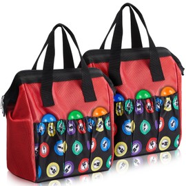 Sweetude 2 Pcs Bingo Dauber Bag Tote Bag Handle and Zipper Bingo Bag with 6 External Pockets and 3 Internal Pockets(Red)