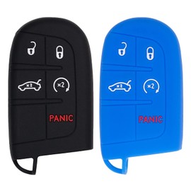 StandardAutoPart Silicone Case for Keyless entry Smart key fob Compatible with Jeep Grand Cherokee Compass Journey Durango (Black & Blue)
