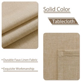 XWZO Faux Linen Tablecloth Rectangular - Wrinkle Free Washable Rectangle Table Cloth for Kitchen Dining, Outdoor Picnic Decorative Oblong Table Cover for Farmhouse, Parties, Beige, 54 x 108 Inch