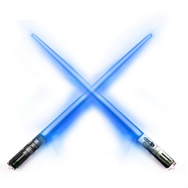 LIGHTSABER CHOPSTICKS STAR WARS LED LIGHT-UP Glowing Light Saber Chop Sticks REUSABLE Sushi Lightup Sabers - LUKE SKYWALKER BLUE - 1 PAIR