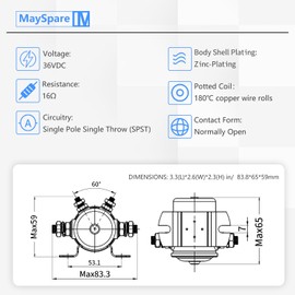 MaySpare 36 Volt ezgo Solenoid, EZGO Electric Golf Car Relay #70 Series Relay Replaces E-Z-Go Electric Golf Cart 27855G01, 11761G1, 27855G02, 31680G1, 3016