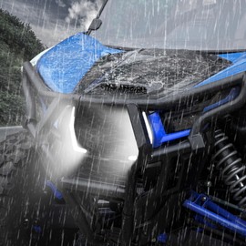 A & UTV PRO LED Accent Fang Lights & Dashboard Storage Net Tray Set for KRX 1000, Front Grille Turn Signal Lights Kits Compatible with Kawasaki Teryx KRX 1000 2 Seater 20-25 Accessories/4 Seater 23-25