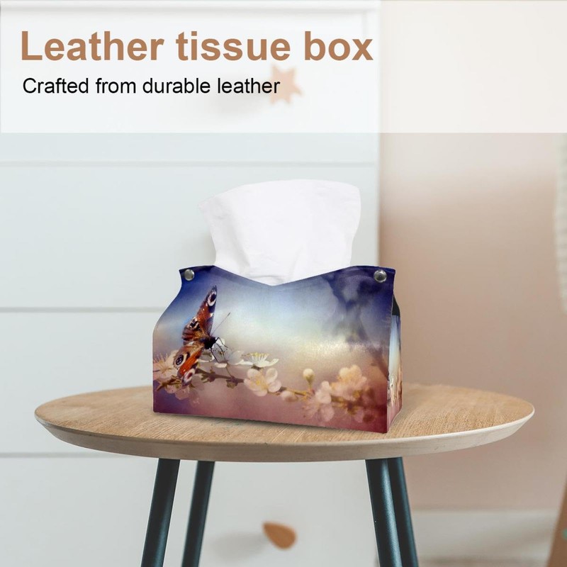 2 Pack Tissue Box Cover Holder, Peacock in Forest Under