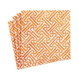 Caspari Fretwork Paper Party Cocktail Napkins in Orange - Two Packs of 20