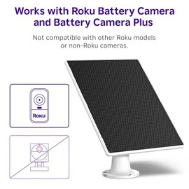Roku Roku Solar Panel USB-C 2025 for Roku Battery Camera and Battery Plus Only - IP65 Weather Resistant Solar Charger for Driveway, Backyard, & Porch with 360 Swivel Mount - Smart Home