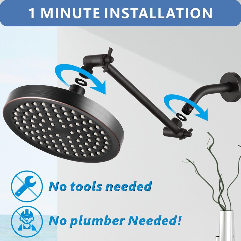 Voolan Rain Shower Head with Extension Arm - High Pressure