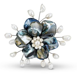 AeraVida Stunning Flower of the Ocean Seashell and Cultured Freshwater Pearl Floral Brooch Pin | Handmade Brooch for Women | Brooch for Women | Bride Bridesmaid Wedding Brooch or Pin | Wedding Brooch