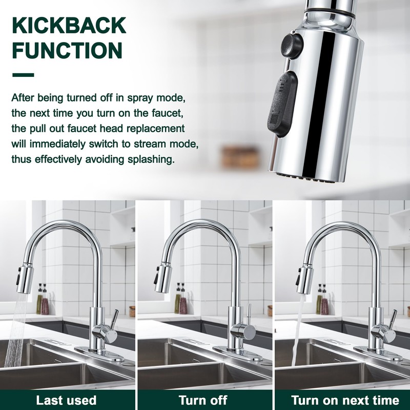 HEISOK Pull Down Faucet Head Replacement,3 Function Spray Head for