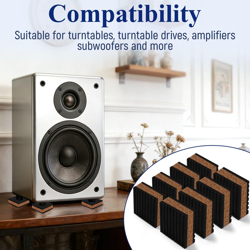 Cork Soundproofing Mats and Vinyl Record Soundproofing Feet, 2” x