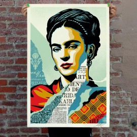 Shepard Fairey " The Woman Who Defeated Pain " Frida Khalo Signed Offset Print