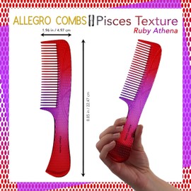 Allegro Comb 1004 Wide Tooth Detangling Hair Combs For Women, Stylists & Curly Hair Teasing Comb Mens Comb 1 Piece. (Ruby Athena)