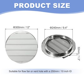 PATIKIL 10 Inch Aluminum Vent Cover, Louver Shutter Exhaust Fan Louvered Vent Automatic Gravity Round Grill Self-Closing Vent Cover for Greenhouse Industrial Exhaust HVAC System, White