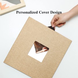 Vienrose Large Photo Album Self Adhesive for 4x6 8x10 Pictures Linen Scrapbook Album DIY 60 Blank Pages with A Metallic Pen Khaki