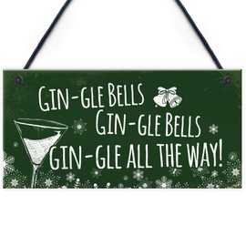 RED OCEAN Funny Gin Sign Hanging Plaque Christmas Decoration Xmas Friendship Alcohol Gift