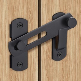 LOQRON Barn Door Latch,180 Degree Flip Door Sliding Latch with Screws, Gate Latch Door Lock for Outdoor, Window, Fence, Pet Door, Sliding Door- Black