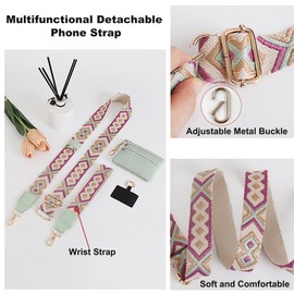 SCINYMC Clip and Go Strap for Phone with Wallet Crossbody, Adjustable Phone Strap with Wallet, Phone Strap with Zippered Pouch, Crossbody Phone Strap for All Phones, Khaki