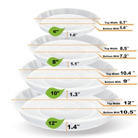 LWALRS 20 Pack Plant Saucer Tray (6 8 10 12 inch), Plant Saucers for Indoors Outdoor, Plastic Heavy Duty Drainage Drip Water Trays for Planter Pots Flower, Clear Pot Saucers Trays for Plants