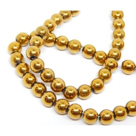 Hematite Beads Gold Beads 4/6/8 mm for Bracelets Hematite Round Non-Magnet Hematite Gemstones 38 cm 1 Strand (6 mm - 60 Pieces)
