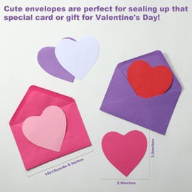 YIXAXKAO 50 Set Valentines Day Cards with Envelopes Blank Valentines Day Cards Blank Heart Paper Cutouts Hearts Valentine Greeting Cards with Envelopes for Classroom Exchange(colorful)