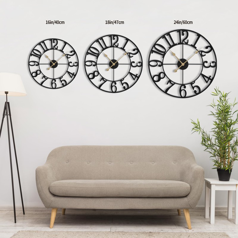 LEIKE Large Wall Clock, 18.5" Silent Non-Ticking, Battery Operated, Oversized,
