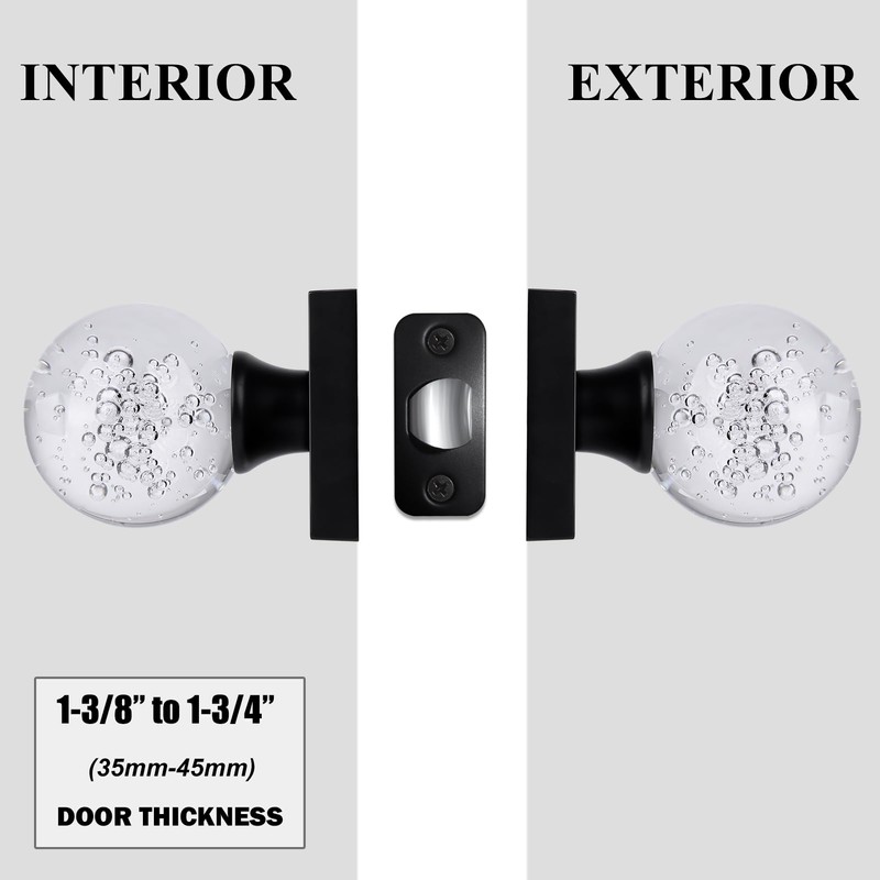 HIEMEY Glass Crystal Door Knobs Interior, Round Clear Bubble Ball