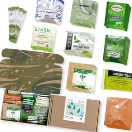 Sippingly Green Tea Sampler – 40 Assorted Green Tea Bags – 10 Flavors from Japan, Nepal, China & India – Naturally Energizing, Medium Caffeine – Ideal Gift for Tea Enthusiasts – Kosher, Gluten-Free