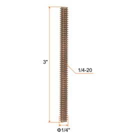 sourcing map 8pcs Color Zinc Fully All Threaded Rod 1/4"-20, 3" Length, Carbon Steel Thread Screw for Furniture Mounting Assembly Fastening
