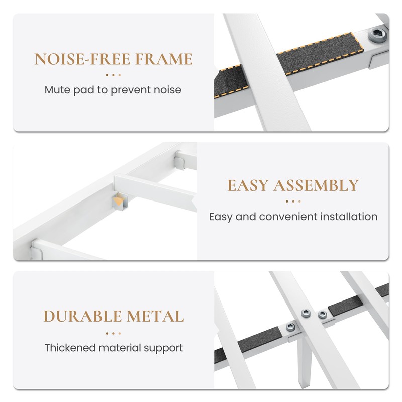 SHA CERLIN Full Size Metal Platform Bed Frame with Victorian