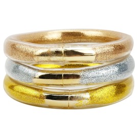 YBMYCM 3PCS Glitter Jelly Bangles Bracelets Set for Women Glitter Filled Jelly Silicone Bracelets