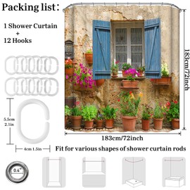 Simpomsy European Shower Curtain Nature Scene 3d Print Greek Shower Curtain Polyester Fabric Bath Curtain Curtains Bathroom Fabric Shower Street View with 12 Hooks 180x180cm