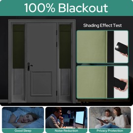 HOMEIDEAS 100% Blackout Sidelight Curtains for Front Door, Side Door Window Curtains and Small Window, Thermal Insulated Covering, 1 Panel, W12 X L68 Inch, Sage Green