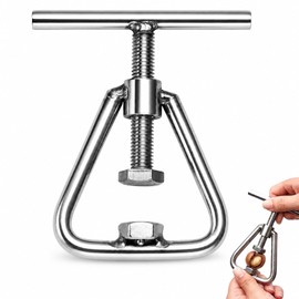 Stainless Steel Nut Cracker Tool – Heavy Duty Nut Opener for Walnuts, Pecans, Macadamia Nuts, Hazelnuts & Almonds – Strong Screw Mechanism with Non-Slip Grip – Silver