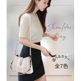 Elixio Women's Shoulder Bag, Handbag, Bag, 2-Way, Cross-body Design, Small, Stylish, High Visibility, PU Leather, Commuting Bag, Date, white/white