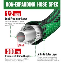 NON-EXPANDABLE Garden Hose 25ft, Heavy Duty Flexible Water Hose, Kink Resistant Lightweight Hybrid Hose with Durable Fabric Skin, Leakproof Hose Male to Female Fittings