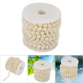 Guirnalda de Cuentas de Alambre de Perlas de Molienda, Decoración de Boda DIY para Ventanas, 10m/rollo de 8mm, y Beige (Beige)