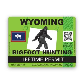 Darkside Ltd Wyoming Bigfoot Hunting Permit Sticker Decal - Weatherproof - sasquatch - 2" x 1.5"