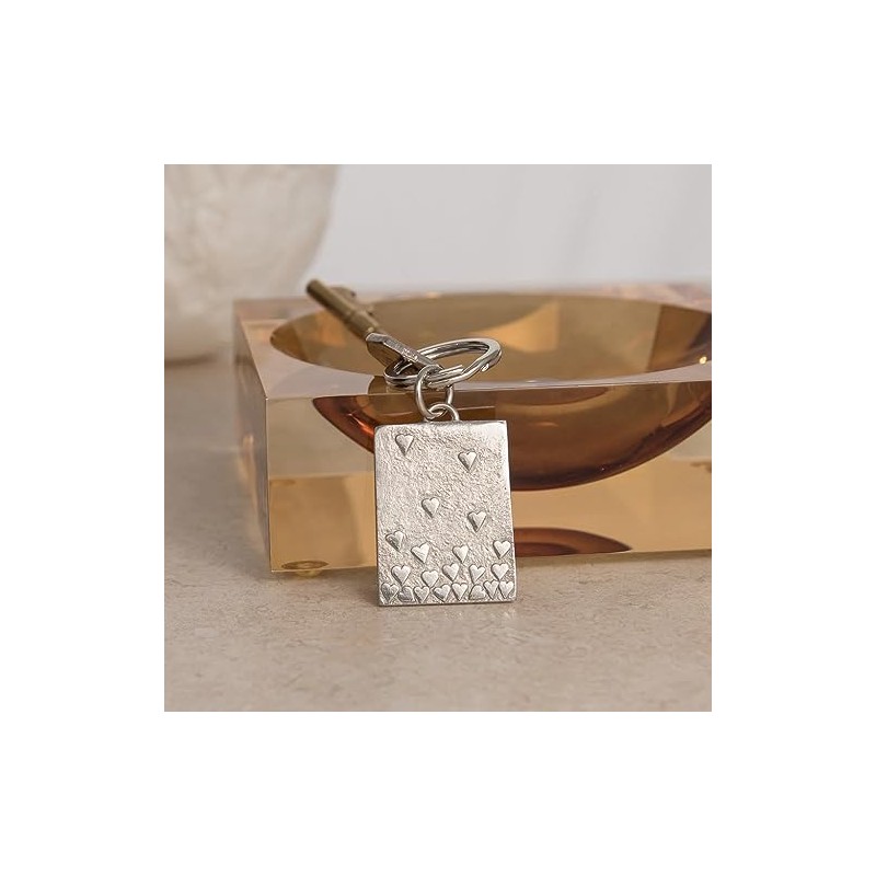 Hand Made Pewter Floating Hearts Key Ring