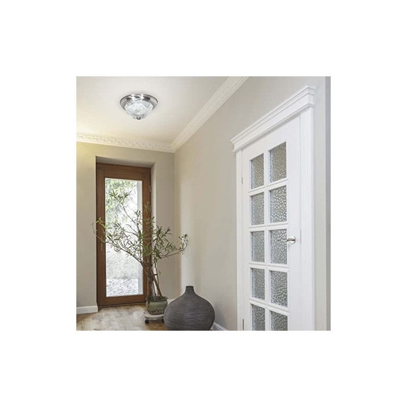 NUVO SF76/609 Two Light Flush Mount, Brushed Nickel/Clear Ribbed Glass