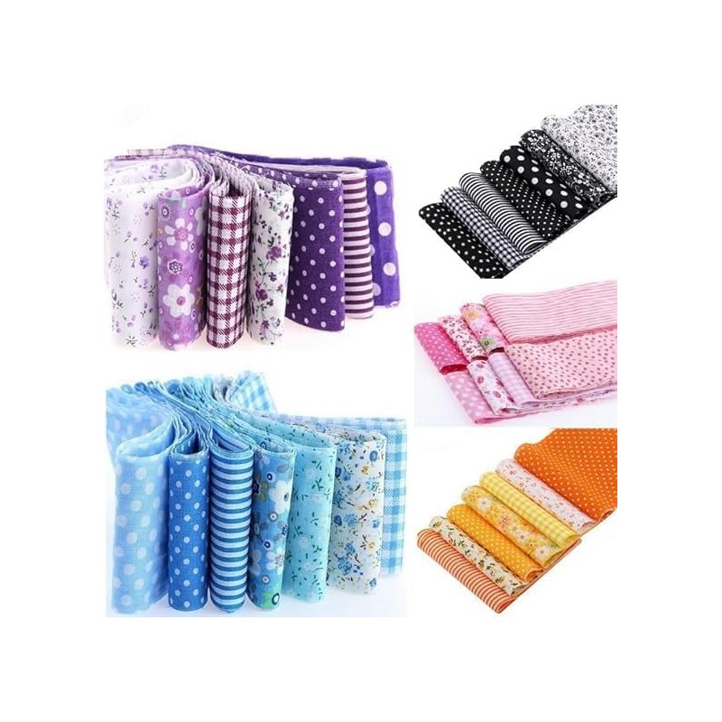 7Pcs Top Pink Cotton Craft Fabric Bundle Squares Patchwork DIY