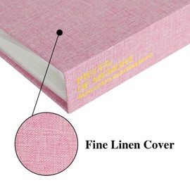 Hiwhy Photo Album for 4x6, Small Album for 100 Photos, Linen Cover Picture Book with Golden Prints, Portable Memory Book for Baby Wedding Traveling, Pink