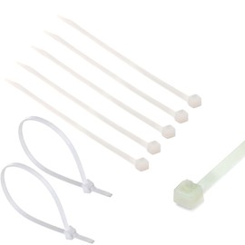 TERF® 100 Pcs Reusable White Cable Ties 200mm (8'') X 4.8mm Heavy Duty Nylon Releasable Adjustable Wire Cable Ties Zip Wraps Plastic Tie for Home Office Garden Garage Workshop DIY Purpose Use