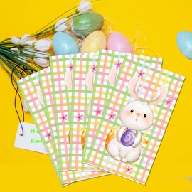 Horaldaily 40 Pcs Easter Disposable Paper Decorative Guest Napkins,Spring Bunnies Eucalyptus Hand Towel for Party Lunch Dinner Kitchen Bathroom/Checkered