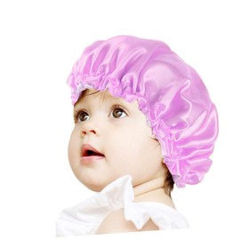 FRCOLOR Cap 2pcs Kids Shower Cap Head Cover Kids Silk Bonnet Night Cap Silk Sleep Cap African Headpiece Bath Purple,Purple Hood Hair Child