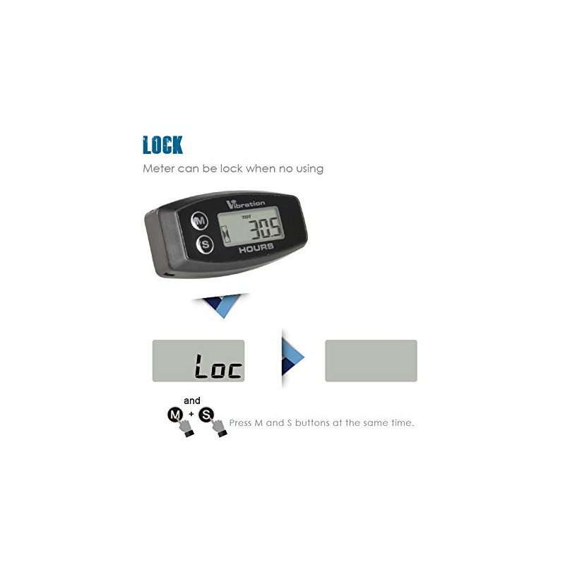 Jayron Digital Wireless Hour Meter,Vibration Activation,Maintenance Reminder,Resettable Job Timer,User Lock