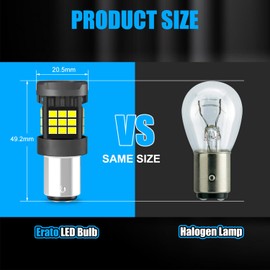 Erato Upgraded 1157 LED Bulbs 13.5V 36PCS GC2835 Chip Build in CANBUS 6500K Diamond White 3000 Lumens Super Bright with Fan Replacement for Tail Light Stop Lights Backup Turn Rear Fog Lamp Pack of 2