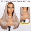 TESLAL Glueless Human Hair Blend Wig with Pre Cut Lace