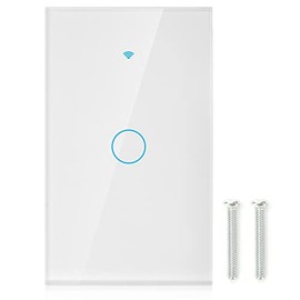 Interruptor de Inteligente de 1 Vía, Wifi Interruptor con Pantalla Táctil, Interruptor de Control de Voz Altamente Sensibles Adecuado para (US White)