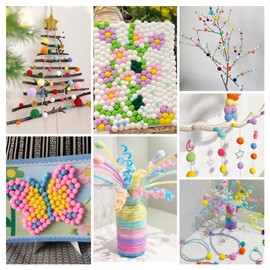 300 Pieces 1.5 cm Macaroon Pompoms, Colourful Pompoms for Crafts, Pom Pom Set in 9 Colours for Crafts, Pompoms for Crafts for Children, Fluffy Craft Balls for DIY, Party Decoration, Hair Accessories