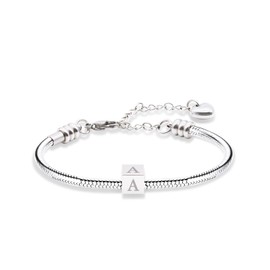 TOLOWOBK Women's Bracelet with Letters, Gifts for Girls Charm Bracelet Girls Silver Snake Bracelets Anniversary Valentine's Day Birthday Gifts for Mum Daughters Granddaughter Sister Girlfriend,